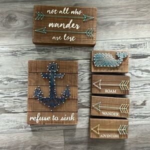 Bundle of Boho wooden threaded signs